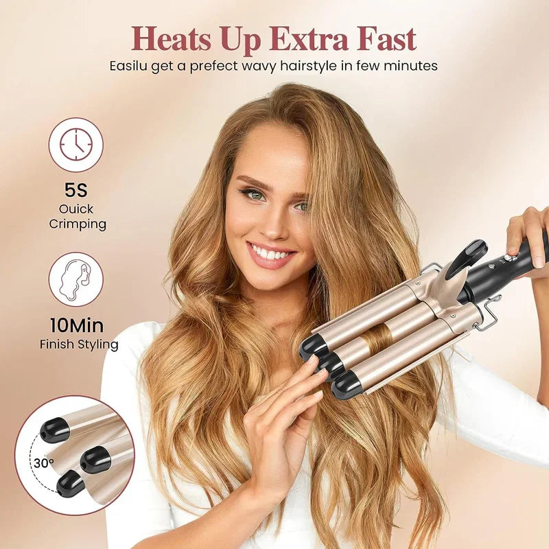 Curling Iron Wand With Lcd Temperature Display - Flares